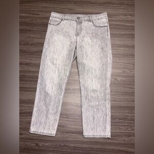 Chicos Platinum Denim Embellished Pocket Crop Jeans Size 10 Chicos Size 1.5